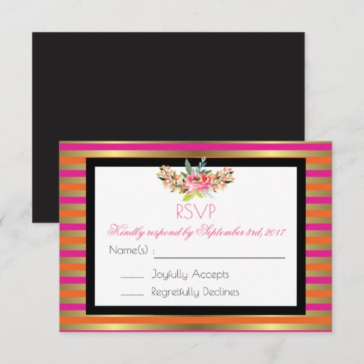 Roze, Oranje en Faux metalen strips RSVP (Voorkant / Achterkant)