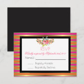 Roze, Oranje en Faux metalen strips RSVP Kaartje (Voorkant / Achterkant)