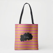 Roze, Oranje en Faux metalen strips Tote Bag (Voorkant)