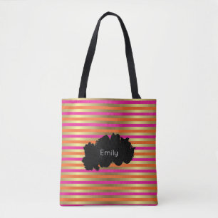 Roze, Oranje en Faux metalen strips Tote Bag