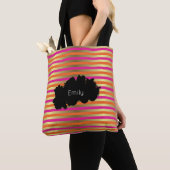 Roze, Oranje en Faux metalen strips Tote Bag (Dichtbij)