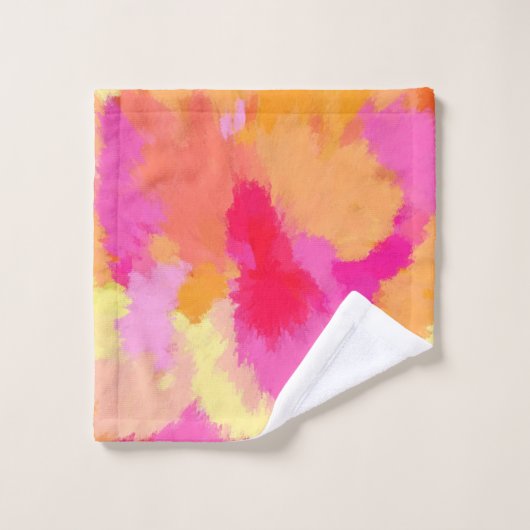 Roze, Oranje en geel Bad Handdoek (Wasdoekje)