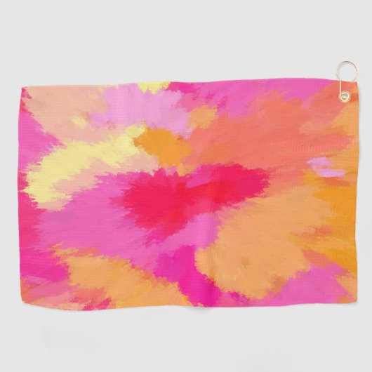 Roze, Oranje en geel Golfhanddoek (Horizontaal)