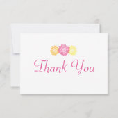 Roze, Oranje en gele geheugenkaarten Bedankkaart (Achterkant)