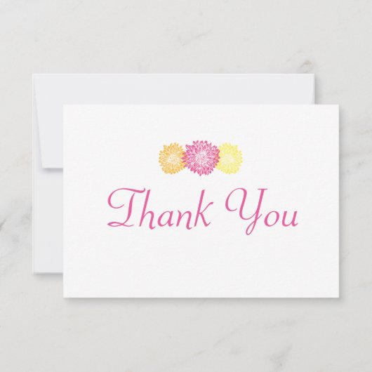 Roze, Oranje en gele geheugenkaarten Bedankkaart (Achterkant)