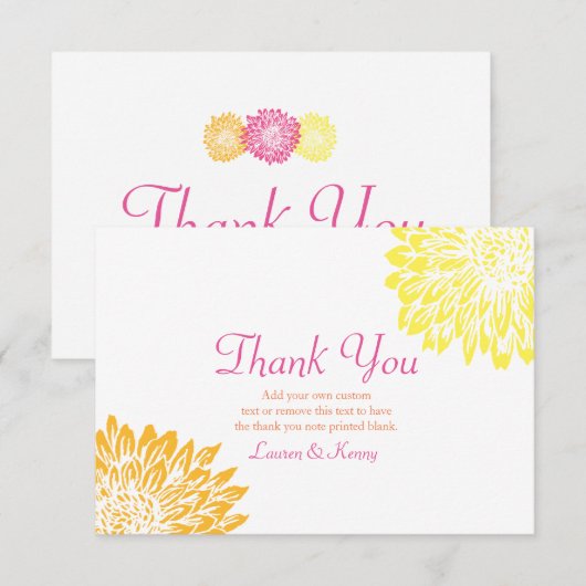 Roze, Oranje en gele geheugenkaarten Bedankkaart (Voorkant / Achterkant)