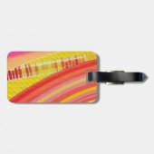 Roze oranje en gele golven bagagelabel (Achterkant horizontaal)