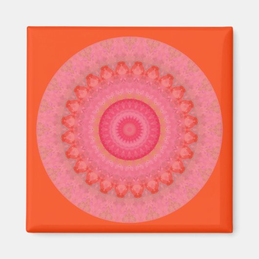 Roze, Oranje en gele Mandala Magnet (Voorkant)