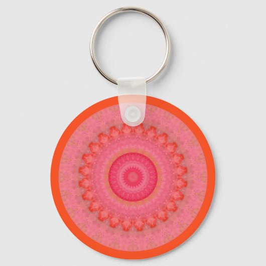 Roze, Oranje en gele Mandala Sleutelhanger (Voorkant)