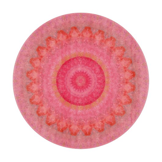 Roze, Oranje en gele Mandala Snijplank (Voorkant)
