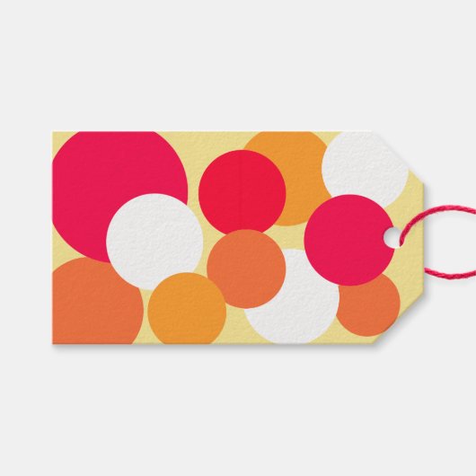 Roze, Oranje en gele pokadots Cadeaulabel (Voorkant (Horizontaal))