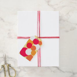 Roze, Oranje en gele pokadots Cadeaulabel