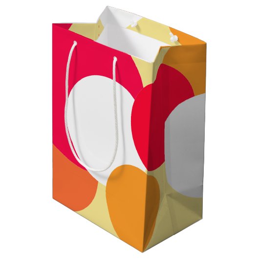 Roze, Oranje en gele pokadots Medium Cadeauzakje (Achterkant Gekanteld)