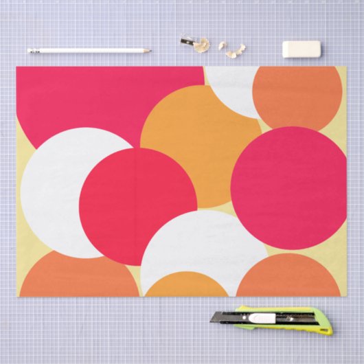 Roze, Oranje en gele pokadots Tissuepapier (Craft)