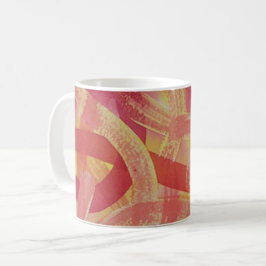 Roze, Oranje en gele Swipes Waterverf Mok (Voorkant links)