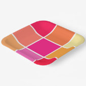 Roze, Oranje en gele vierkantjes Papieren Bordje (Gebogen)