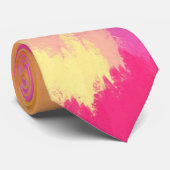 Roze, Oranje en gele Waterverf Stropdas (Opgerold)