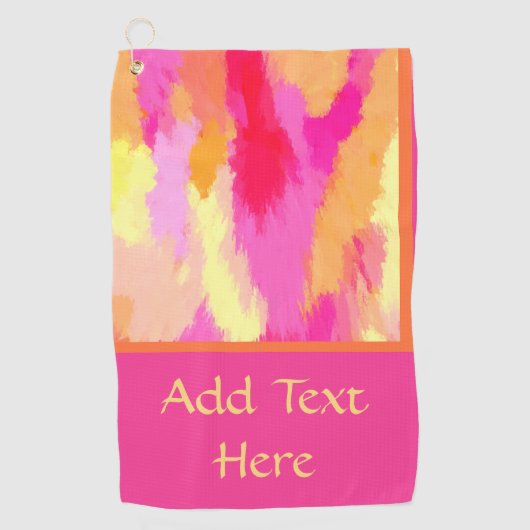 Roze, Oranje en gele Waterverven Golfhanddoek (Voorkant)