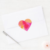 Roze, Oranje en gele Waterverven Hart Sticker (Envelop)