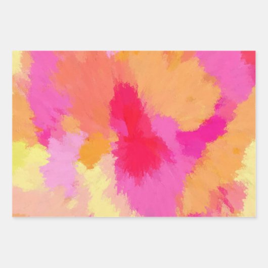 Roze, Oranje en gele Waterverven Inpakpapier Vel (Voorkant 3)