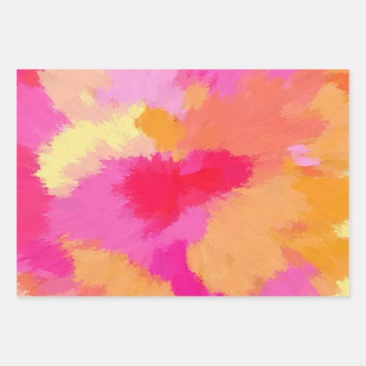 Roze, Oranje en gele Waterverven Inpakpapier Vel (Voorkant)