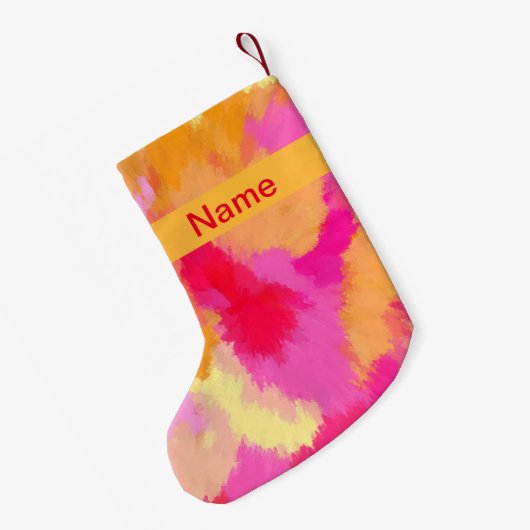 Roze, Oranje en gele Waterverven Kleine Kerstsok (Achterkant (Hangend))