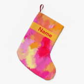 Roze, Oranje en gele Waterverven Kleine Kerstsok (Voorkant (Hangend))