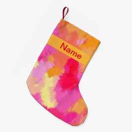 Roze, Oranje en gele Waterverven Kleine Kerstsok