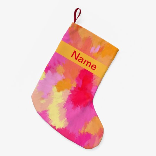 Roze, Oranje en gele Waterverven Kleine Kerstsok (Voorkant (Hangend))