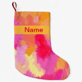 Roze, Oranje en gele Waterverven Kleine Kerstsok (Voorkant)