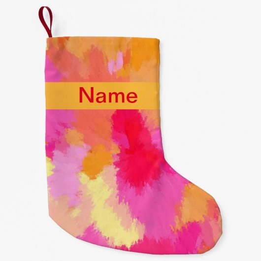 Roze, Oranje en gele Waterverven Kleine Kerstsok (Voorkant)