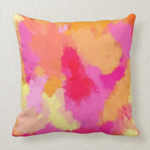 Roze, Oranje en gele Waterverven Kussen