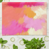 Roze, Oranje en gele Waterverven Theedoek (Gevouwen)