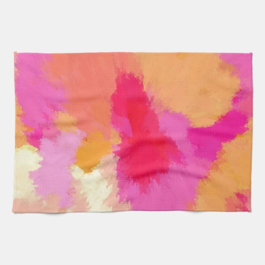 Roze, Oranje en gele Waterverven Theedoek (Horizontaal)