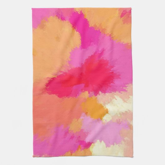 Roze, Oranje en gele Waterverven Theedoek (Verticaal)