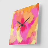 Roze, Oranje en gele Waterverven  Vierkante Klok (Hoek)