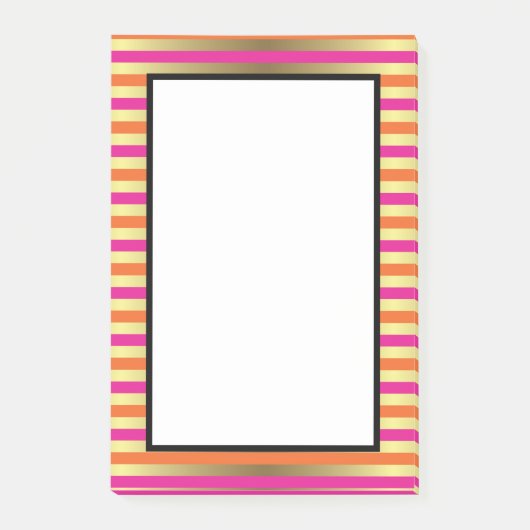 Roze, Oranje en goudhoudende metalen strips Post-it® Notes (Voorkant)