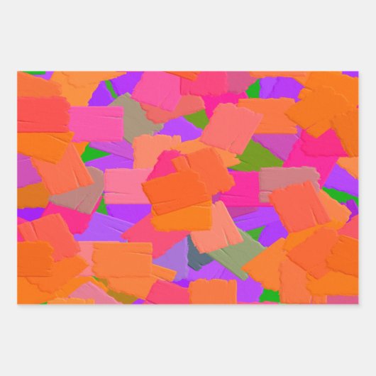 Roze, Oranje en Paarse Abstract Inpakpapier Vel (Voorkant 3)