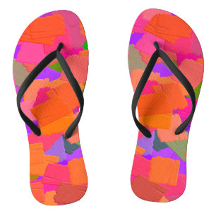 Roze, Oranje en Paarse Abstract Teenslippers