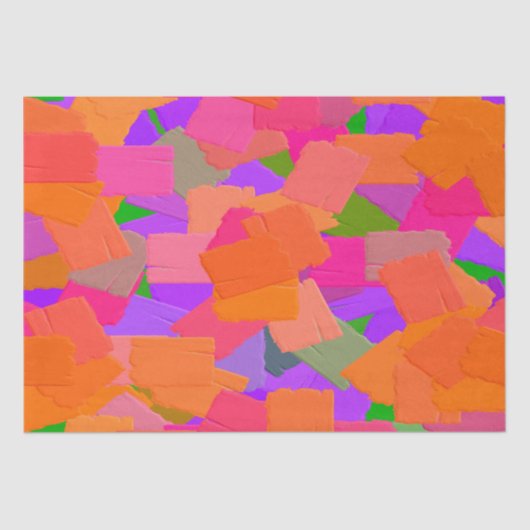 Roze, Oranje en Paarse Abstract Tissuepapier (Voorkant)