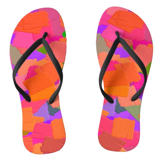 Roze, Oranje en Paarse Abstracte Teenslippers (Voetbed)