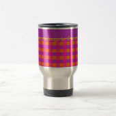 Roze, Oranje en Paarse Check Pattern Travel Mug Reisbeker (Center)