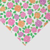 Roze, Oranje en Paarse Rozen op wit Tissuepapier (Detail)
