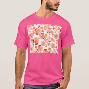 roze oranje en rode, beige bloemvormgeving t-shirt