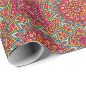 Roze Oranje en Rode Cirkel Mandala Cadeaupapier (Rol Hoek)