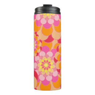 Roze Oranje en rode ventilatorvoedingsretro Thermosbeker