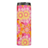 Roze Oranje en rode ventilatorvoedingsretro Thermosbeker (Achterkant)