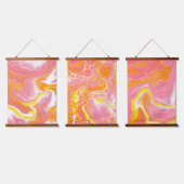 Roze, Oranje en witte marmer Hangend Wandkleed (Driedubbel)