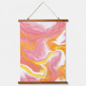 Roze, Oranje en witte marmer Hangend Wandkleed (Voorkant)