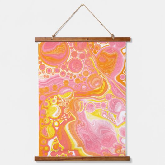 Roze, Oranje en witte marmer Hangend Wandkleed (Voorkant 2)